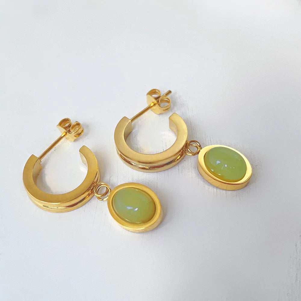 Green Aventurine Jewelry Set — 18K Gold Plated