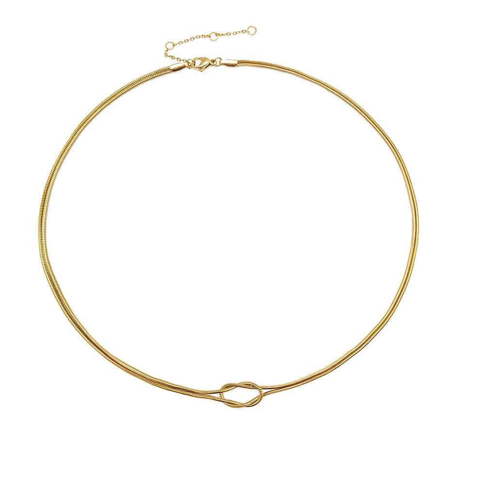 Knotted Snake Chain Necklace — 14K Gold Plated