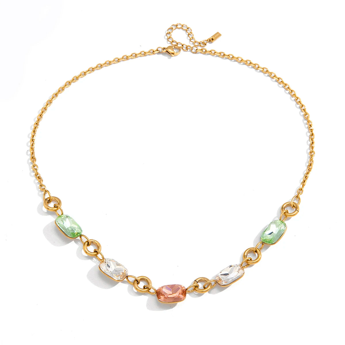 Coloured Rhinestone Chain Necklace
