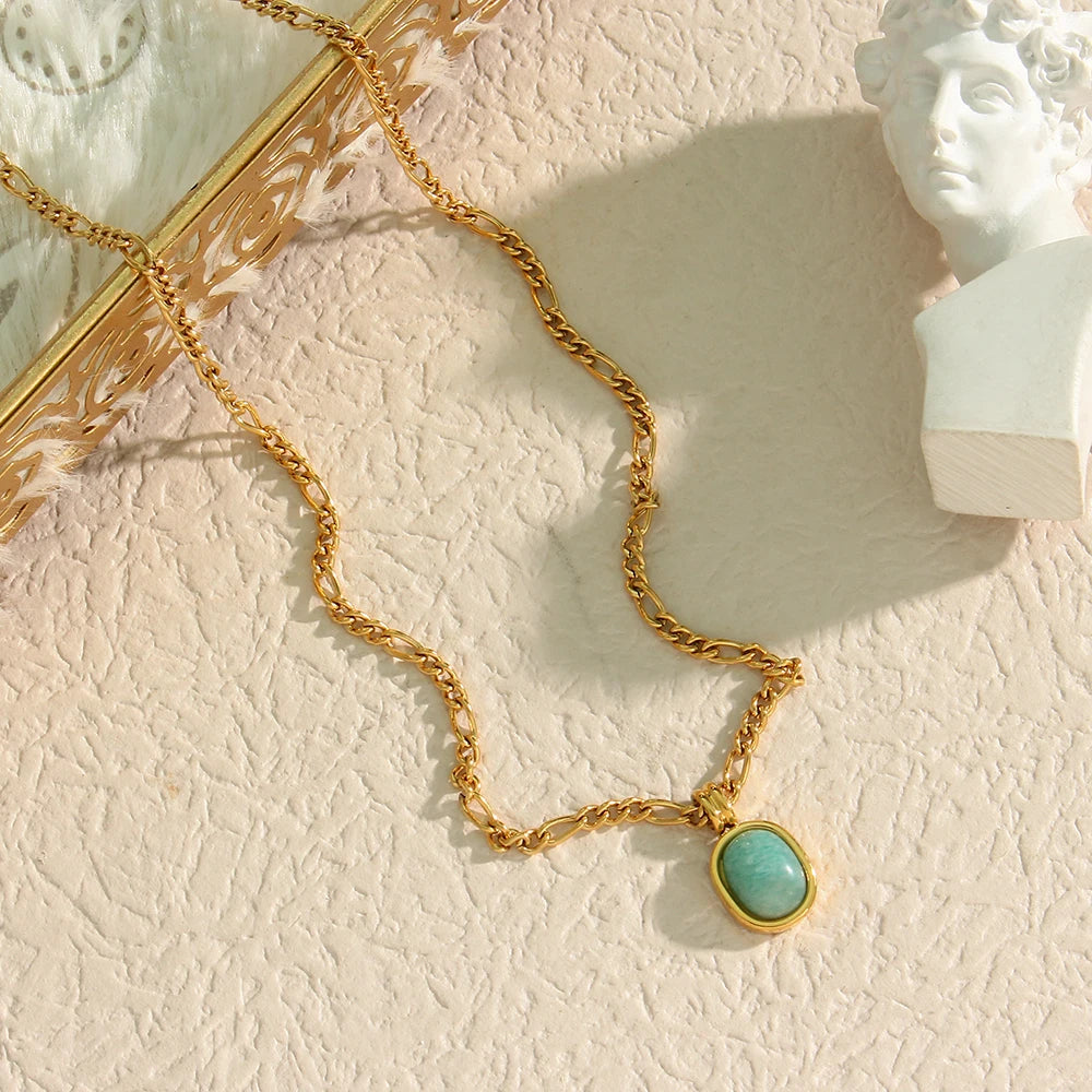 Amazonite Stone Pendant Necklace