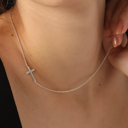 Sideways Cross Necklace