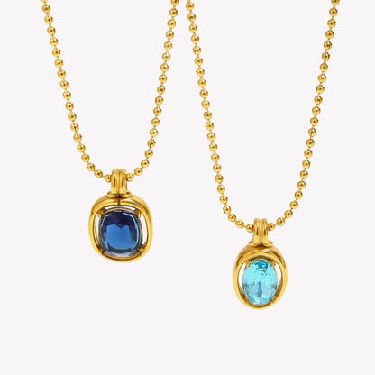 Sapphire Oval Zircon Bead Necklace