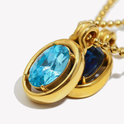 Sapphire Oval Zircon Bead Necklace