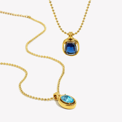 Sapphire Oval Zircon Bead Necklace
