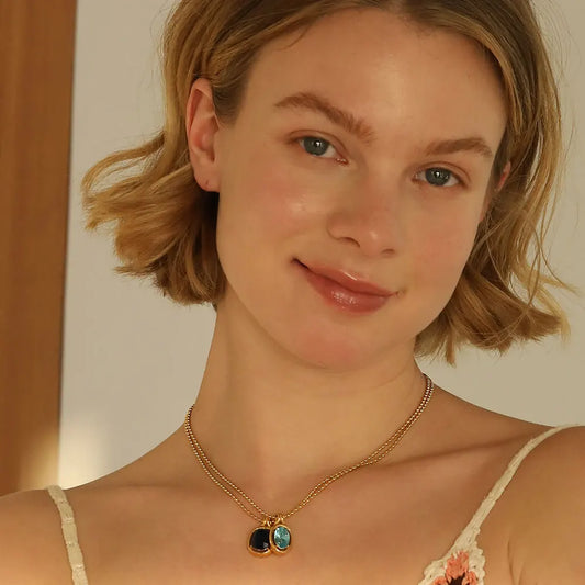 Sapphire Oval Zircon Bead Necklace