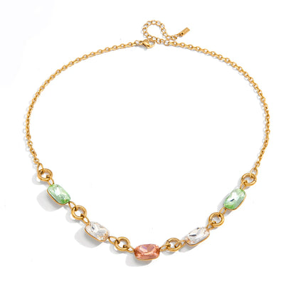 Coloured Rhinestone Chain Necklace